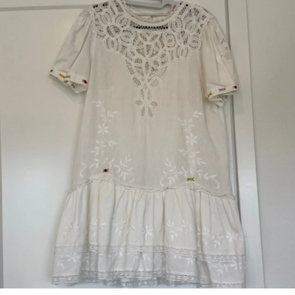 LoveShackFancy White Lace Mini Dress - Picture 1 of 5